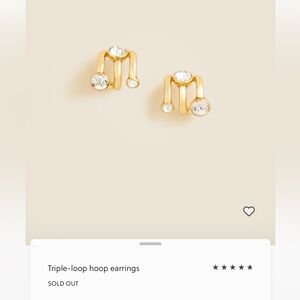 J. Crew Triple-Loop Gold Hoop Earrings with Clear Stones